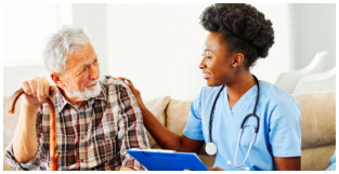 Elder and Caregiver talking to each other