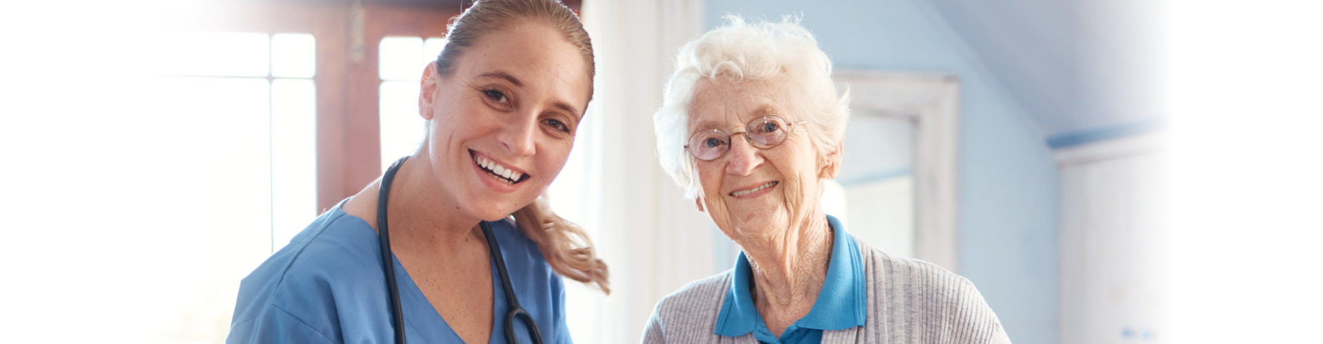 portrait and nurse with a senior woman after medical consultation in a nursing facility